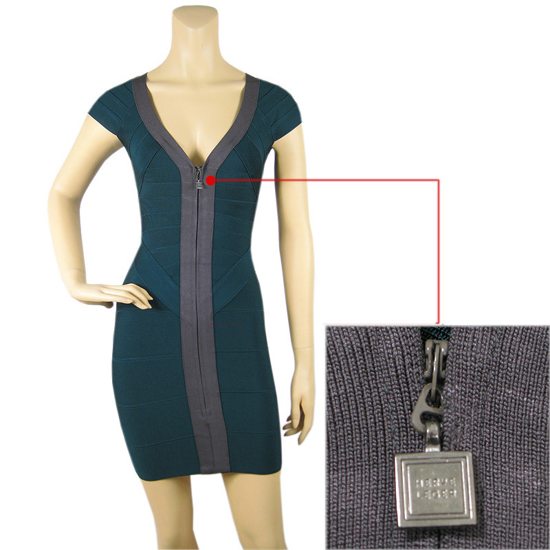 Free shipping 2013 Ladies' HL Dark Green Elastic Knitted Bandage Bodycon Sexy Zipper Dress with Lock