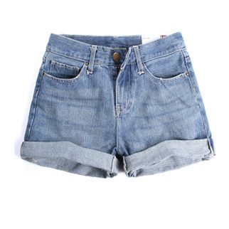 Free Shipping 2013 Lady Denim Shorts roll-up hem short pant Women's High-waist Loose Wash Blue Jeans Shorts 5 sizes
