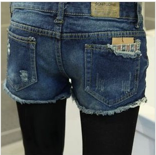Free Shipping 2013 Lady Lace Pocket Denim Shorts, Frayed Shorts,Womens Short Hot Pants S,M,L,XL,XXL