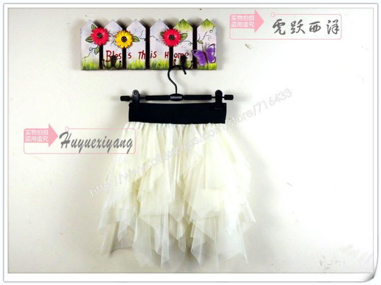 free shipping 2013 leather Party bud pleated skirt for women chiffon Irregular lace veil skirts wly073