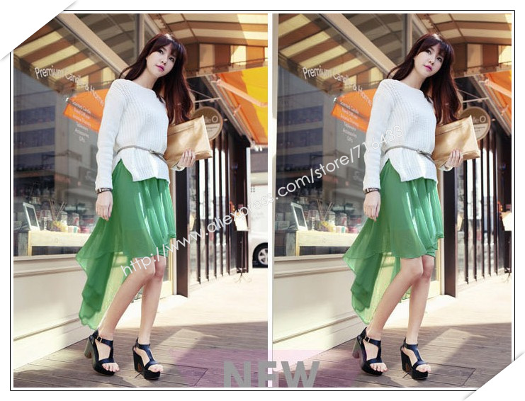 free shipping 2013 leather Party bud pleated skirt for women chiffon Pop the four corners of irregular chiffon skirt wly253