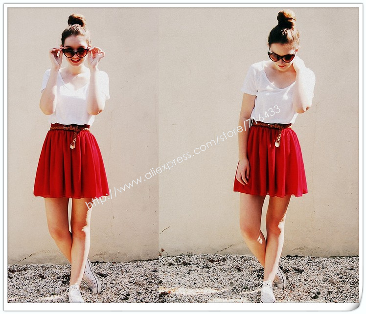 free shipping 2013 leather Party bud pleated skirt for women chiffon PrincessRetro high waist double chiffon skirt dress wly091