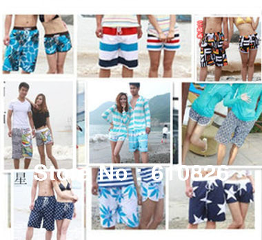 Free shipping 2013 Lovers' Clothing His-and Her Clothes Board Shorts Quick-dry Beach Shorts Unisex Look colourful holiday pants