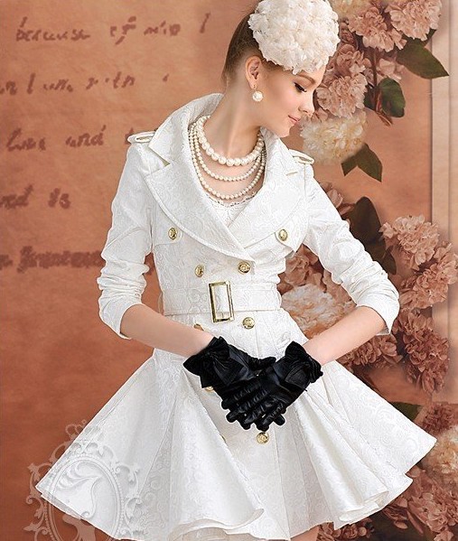 free shipping 2013 Manufacturers supply new Women's White jacquard slim big double-breasted coat and jackets S-XL