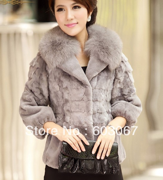 Free Shipping 2013 marten overcoat Women fight mink fur rex rabbit fur coat mink