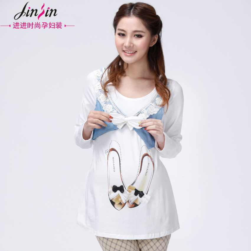 Free shipping 2013 maternity clothing spring long-sleeve fashion maternity top