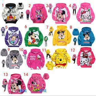 Free shipping, 2013 New,6pcs/lot, Multicolor Minnie mouse children sweater(95-140)boy's girl's top shirts Hooded Sweater hoodie