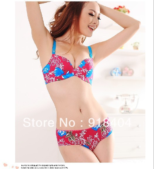 Free shipping 2013  new arrival 3/4 cup seamless push up bra set women's one piece underwear set A8502