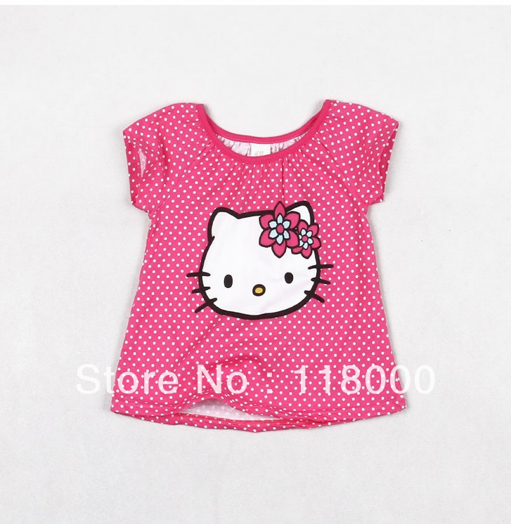 free shipping 2013 new arrival 8 pieces/lot children short sleeve t shirt KID BRAND baby t shirt girl hello kitty t shirt