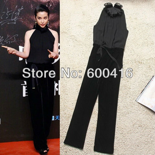 Free  Shipping 2013 New Arrival Celebrity Style Off Shoulder Velvet Women's Jumpsuits 130124LI02