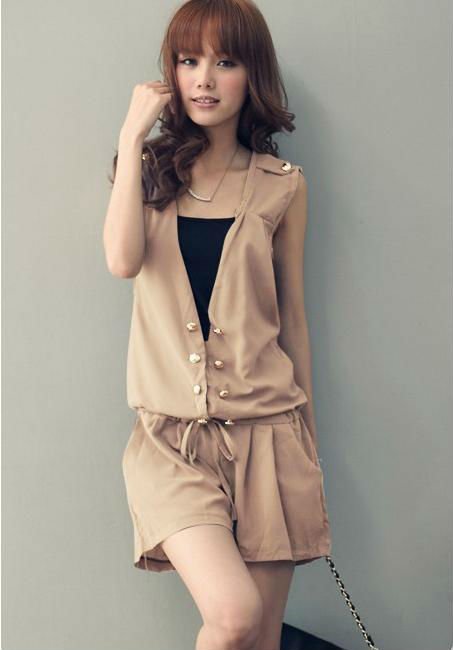 Free Shipping 2013 New Arrival ChaoLiu Women's Fashion Sleeveless Romper Strap Short Jumpsuit