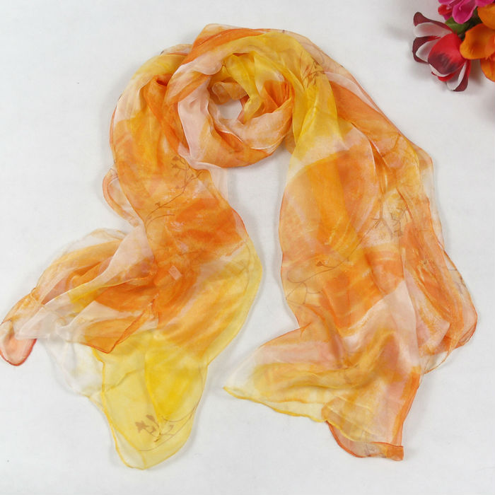 Free shipping ! 2013 new arrival fashion ultrathin orange silk scarf extended,100% silk scarf,180*105cm