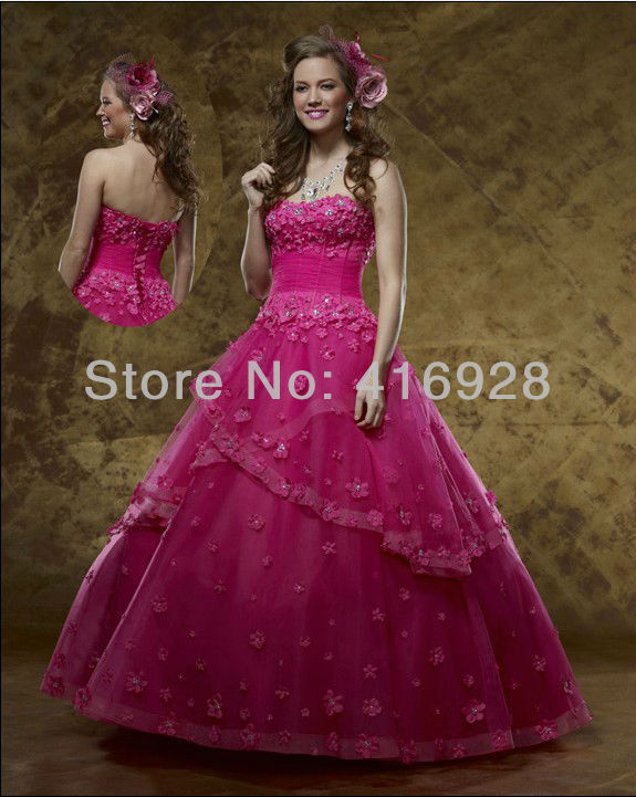Free Shipping 2013 New Arrival High-end Stunning Handwork Flower Quinceanera Dresses Ball Gown Prom Formal Custom