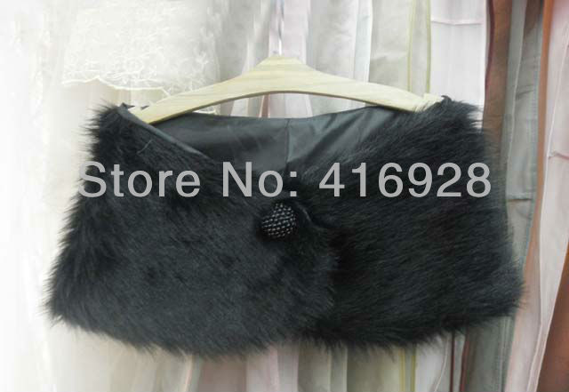 Free Shipping 2013 New Arrival high quality Stunning Black Beaded Faux Fur Bridal Wraps Wedding Shawl