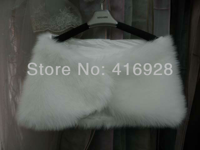 Free Shipping 2013 New Arrival high quality Stunning Ivory Faux Fur Bridal Wraps Wedding Shawl