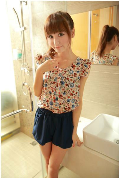 Free Shipping 2013 New Arrival KaMeng Women's Flower Floral Sleeveless Romper,Strap Short Jumpsuit