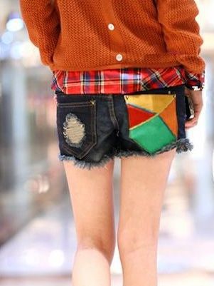 Free Shipping 2013 New Arrival Korean Fashion Hot Sale Holes Denim Women Shorts YR022026DB