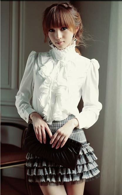 Free Shipping 2013 New arrival Lonzi Women's Fashion Office Lady  Long Sleeve Blouses,Cotton T-Shirts