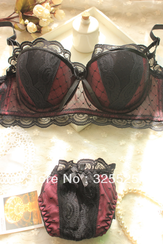 Free Shipping 2013 new arrival Sexy lace cup vest type 3 breasted cutout bra women's single-bra underwear set