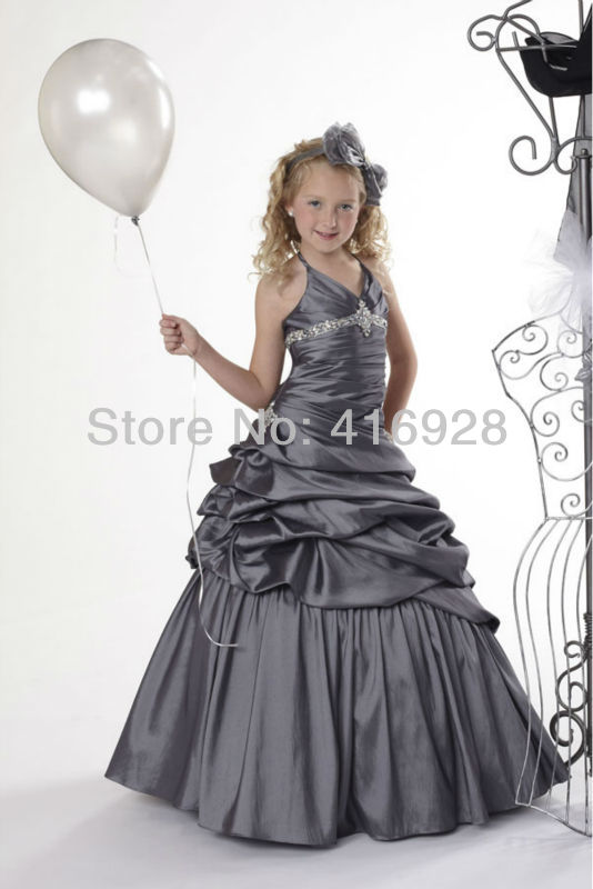 Free Shipping 2013 New Arrival Spaghetti Straps Taffeta Flower Girl Dresses Ball Gown Party Little Girl