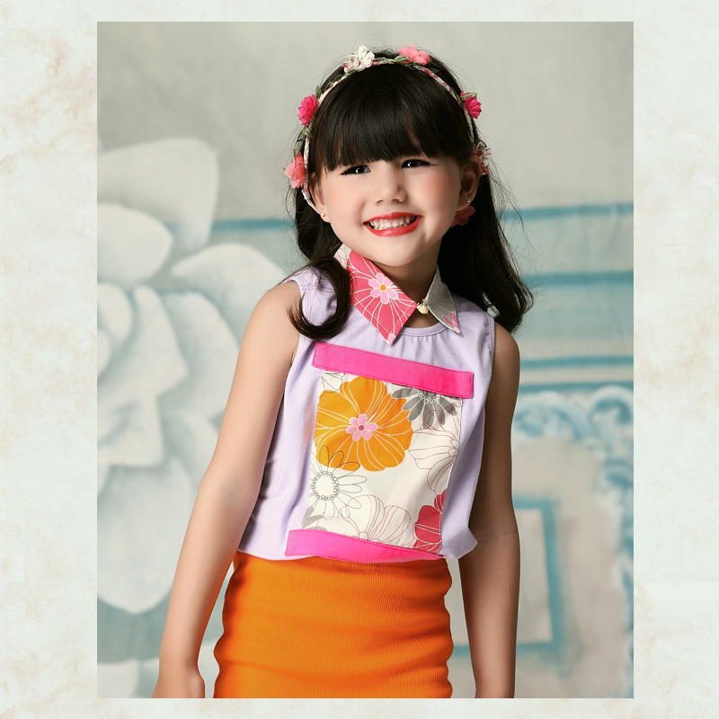 Free shipping ! 2013 New Arrival ! summer child sleeveless female vest cotton applique 100% stitch child fashion vest