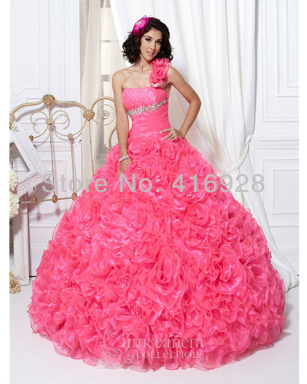 Free Shipping 2013 New Arrival Top Rated Unimaginable High-end One-Shoulder Quinceanera Dresses Ball Gown Prom Custom