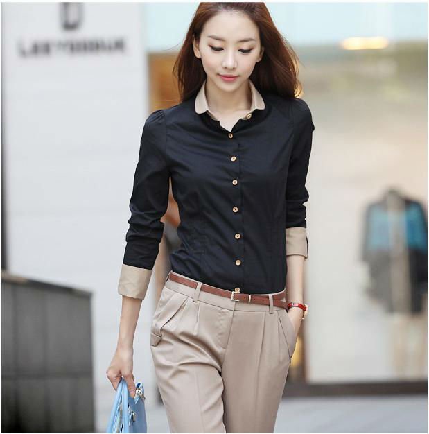 Free Shipping 2013 New arrival Weizi Women's Office Lady Fashion Long Sleeve Blouses,Cotton T-Shirts