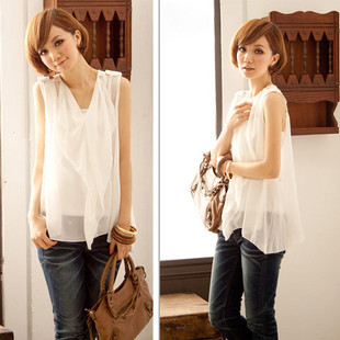 Free shipping 2013 new arrival womens summer chiffon shirt sexy sweet sleeveless vest female shirt