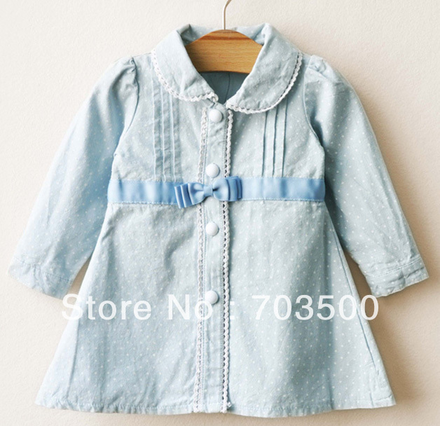 free shipping, 2013 new arrive baby girl jean blouses 5 pieces/lot,  one color