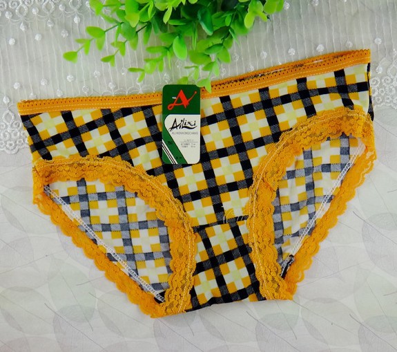 Free Shipping 2013 New arrived Women Sexy Plaid Underwear  Cotton 12pcs/Lot G String