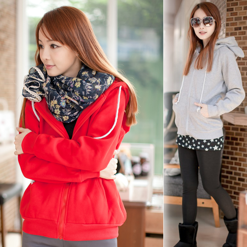 Free shipping 2013 new casual belt with a hood zipper ear short jacket