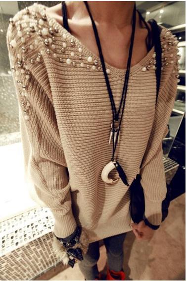 Free shipping 2013 new cheap women s kintwear beading pullovers casual sweater 79908