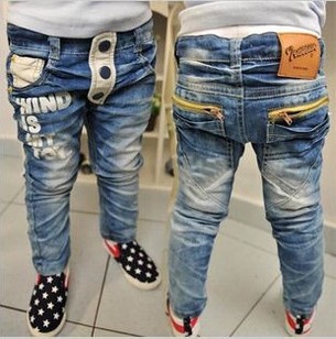 Free shipping, 2013 New, Children's Clothing Boy jeans, Denim pants for boys and girls, Letter pattern(4pcs/lot)