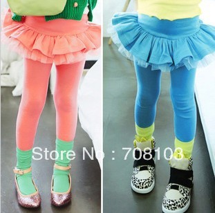 Free shipping 2013 new Children's clothing legging girl culottes candy color tights for 3-6years