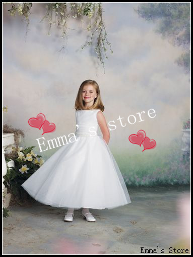 Free Shipping 2013 New Cute Popular Off 5% Cheap Elegant Fashion A-Line Jewel Beaded Organza Champagne Flower Girl's Dresses