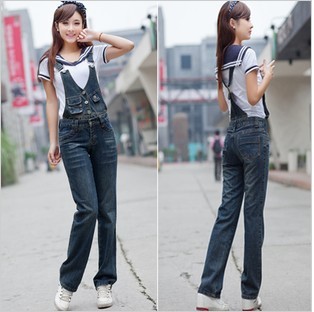 Free shipping 2013 new denim overalls baggy jeans Siamese pants suspenders trousers-G266