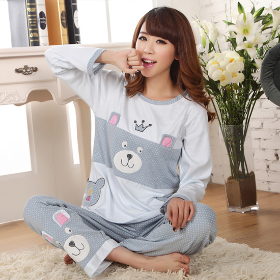 FREE SHIPPING! 2013 new design women lady's pajamas sets fashion nightgowns sets sleepwear cartoon animal crown bear