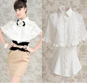 Free shipping 2013 new design women Shawl cape blouses, hot sale summer short-sleeve lace  women shirt