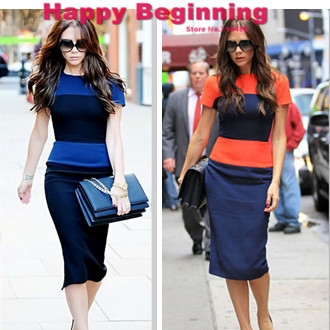 Free Shipping 2013 new fashion celebrity  women victoria beckham dresses elegant color black sexy slim casual dresses A07