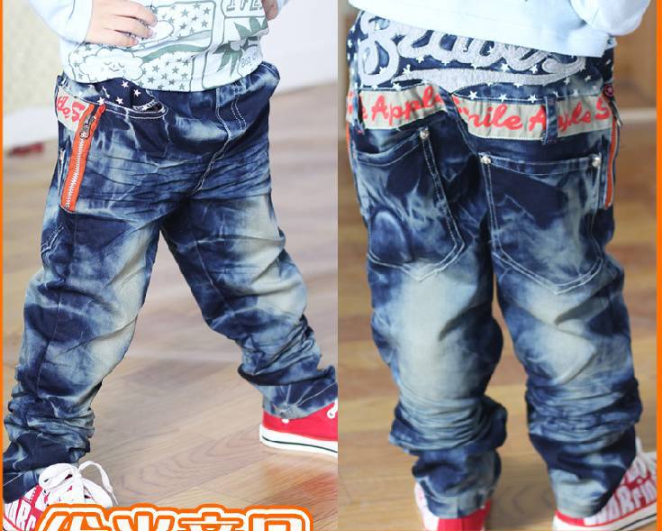 Free shipping 2013 new fashion children jeans high quality boys girls leisure pants size110--150