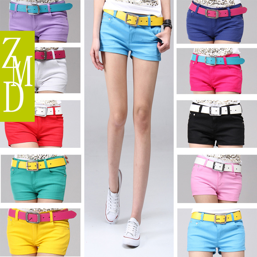 Free shipping 2013 New fashion denim shorts women solid colour short pants hot Wholesale shorts women summer new candy-colore