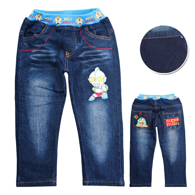 Free shipping !2013 New fashion Kids jeans pants,Cartoon baby girls jeans boys pants children clothing,trousers for winter wear