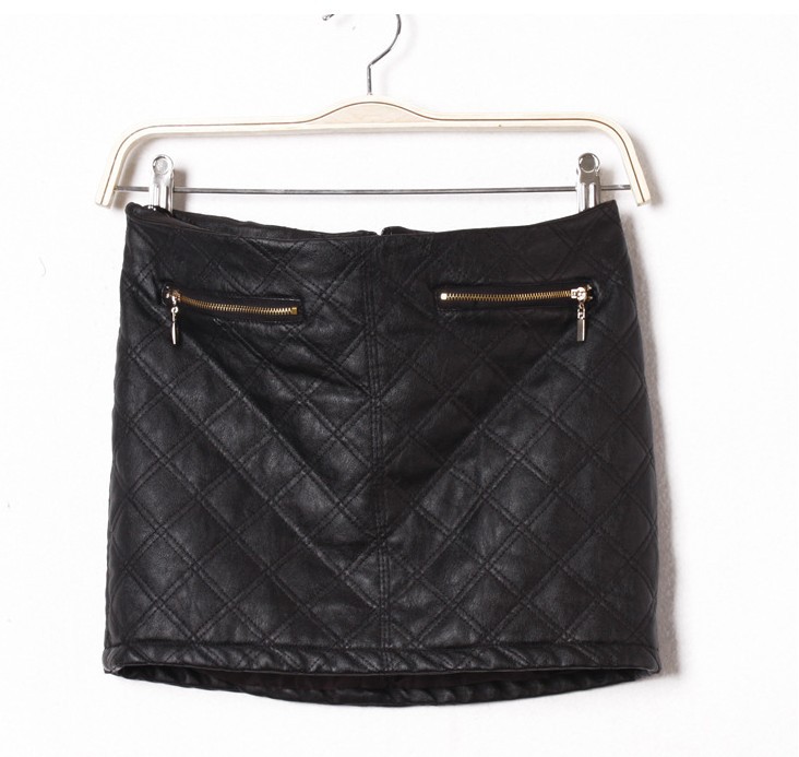 Free Shipping 2013 New Fashion Ladies PU Leather Skirt Womens Sexy Summer Retro Mini Skirt Women Work Dress Black Color