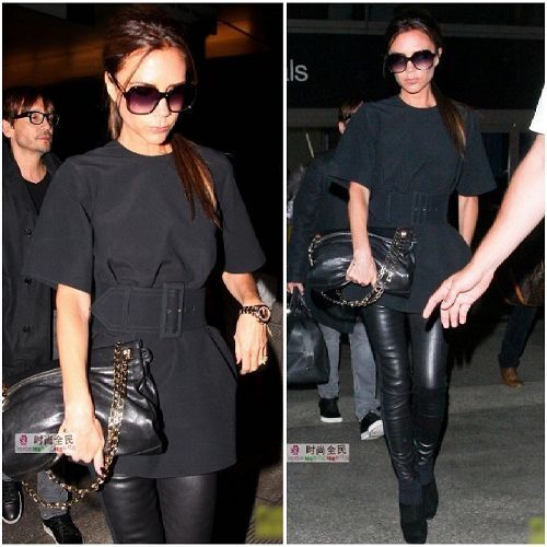 Free shipping 2013 new fashion star Victoria Beckhams same section round neck short sleeve wool and long shirt dress Belt