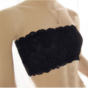Free Shipping 2013 New Fashion Style High-elastic Broadened Lace Basic Boob Tube Top Chest Wrap Can Use Belt 2 Colors 7046