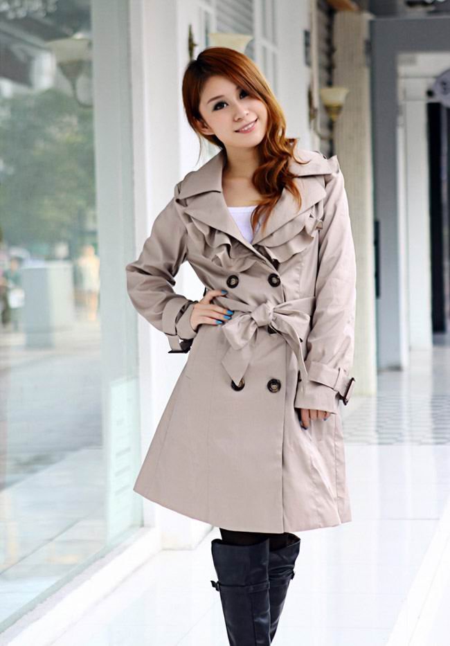 Free shipping 2013 new fashion trench coat for women, Khaki/Black/Beige colors, size M, L, XL, XXL