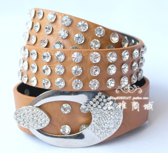Free shipping,2013 new fashion Women's genuine leather Buckle Belts Fashion rhinestone belt Female strap,5pcs/lot
