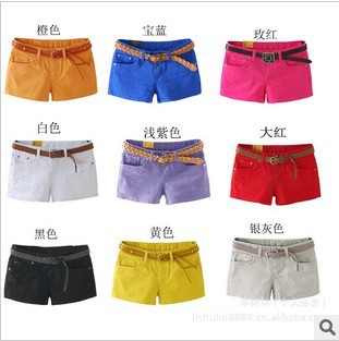 Free shipping 2013 new high elastic colored pencil pants hot pants casual candy color shorts