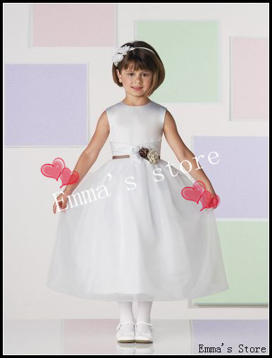 Free Shipping 2013 New High Quality Exquisite Fashion High Quality Low Price A-Line Jewel Flowers Organza Flower Girl's Dresses