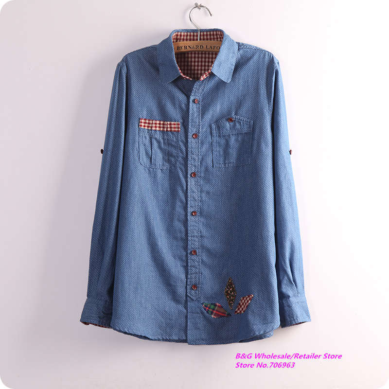 Free shipping,2013 New Hot sell,women excellent quality fashion top shirts,ladies sweet jean blouse,1pcs/lot,&G6069